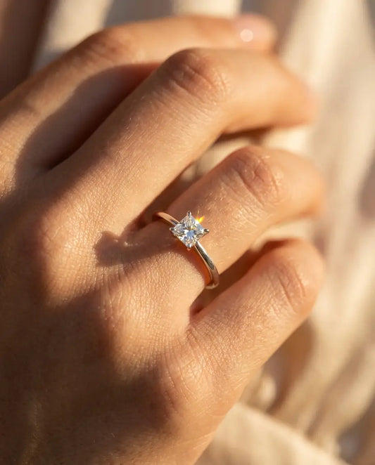 0.35ct Princess Cut Moissanite Ring - Dainty Solitaire Promise Ring in Silver - IfShe AU