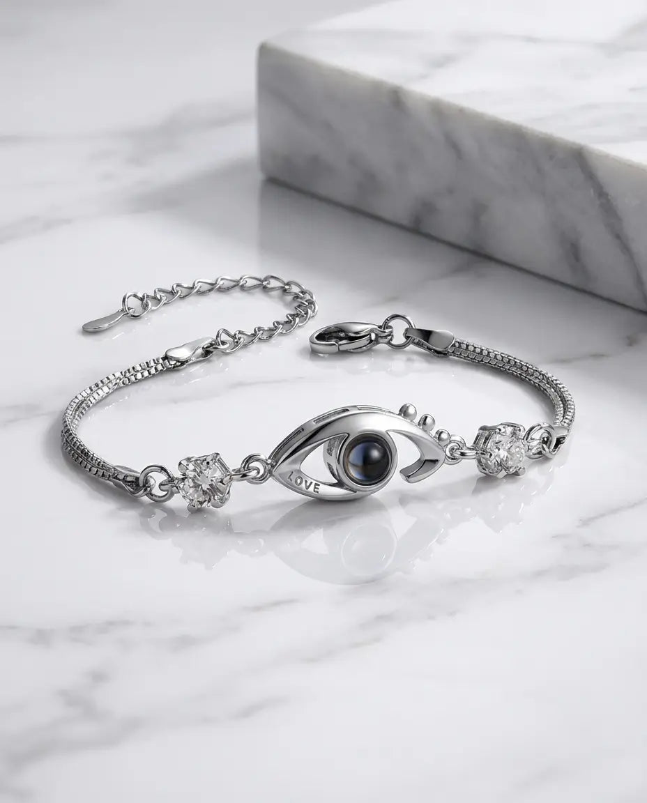 Personalised Evil Eye Photo Projection Bracelet - Protection Picture Charm IfShe AU
