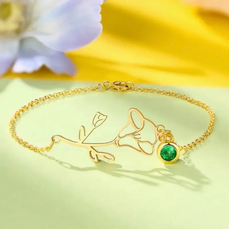 Birth Flower Personalised Birthstone Bracelet