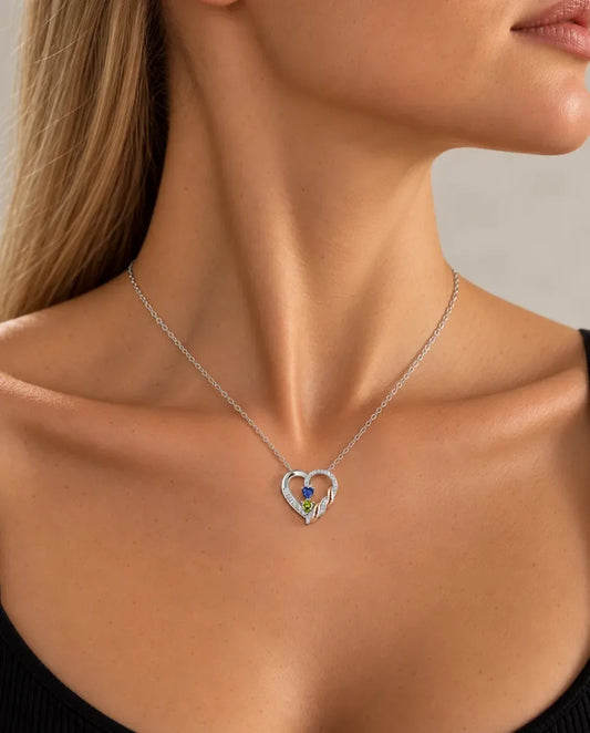 Personalised Birthstone Necklace for Mum - worn on a model