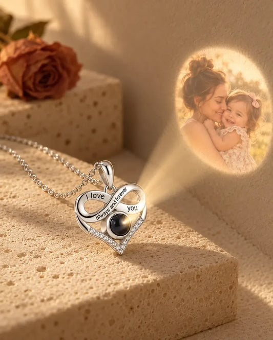 Personalised Photo Projection Necklace - projecting the hidden photo onto a wall