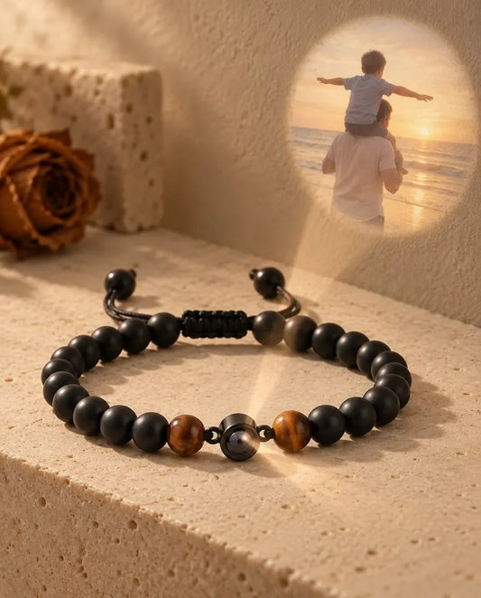 Photo Projection Bracelet for Men - projecting the hidden photo onto a wall