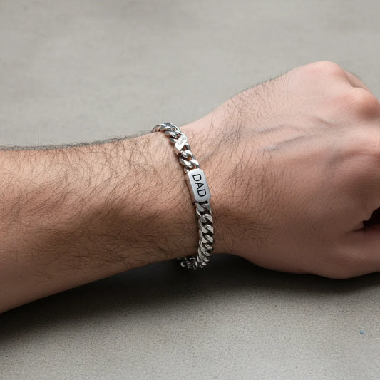 Personalised Stainless Steel Engraved Men's Bracelet with 1-6 Custom Names