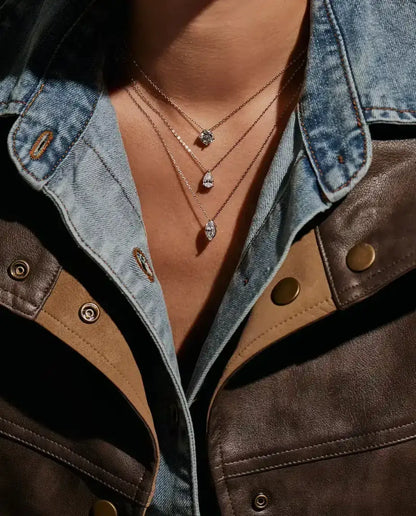 1 ct Marquise Moissanite Necklace in 925 Sterling Silver - worn on a model