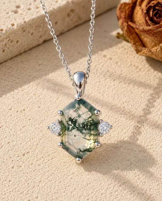 Moss Agate Necklace - front view