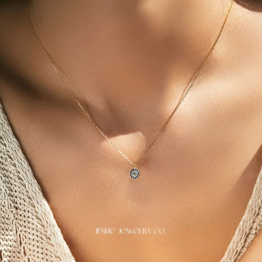 Evil Eye Necklace in 925 Sterling Silver with Zircon Pendant