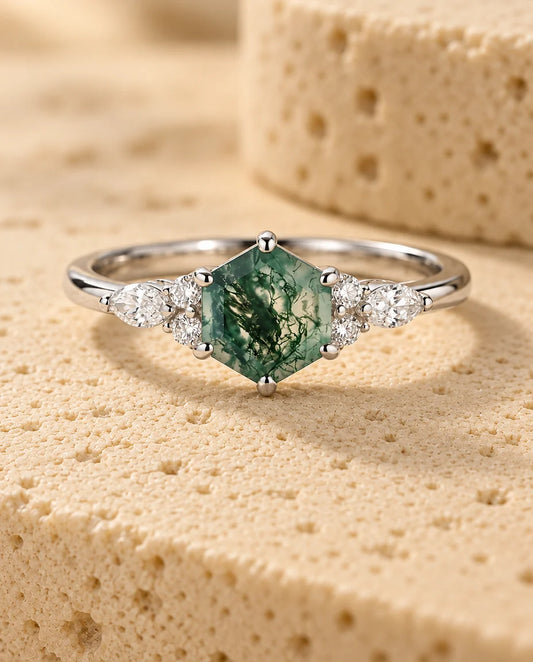 Moss Agate Ring - front view