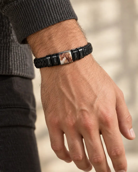Men's Personalised Photo Bracelet - worn on a model