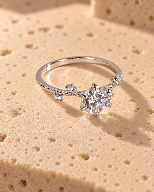 Moissanite Engagement Ring - three-quarter view