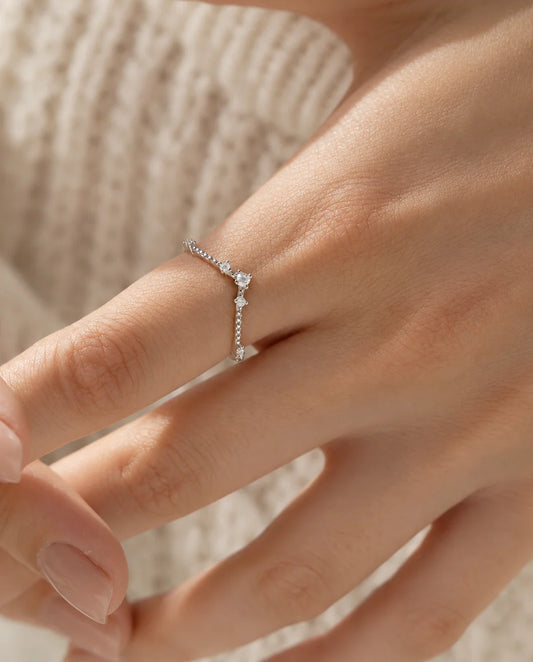 Moissanite Wedding Band - worn on the hand