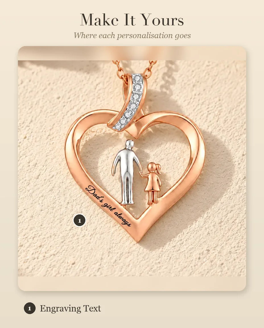 Personalisation guide showing where the engraving goes inside the heart