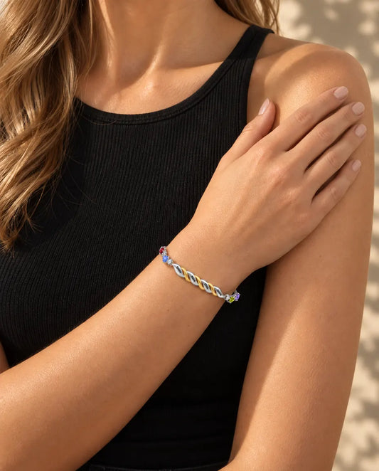 Personalised Birthstone Bracelet for Mum - worn on a model