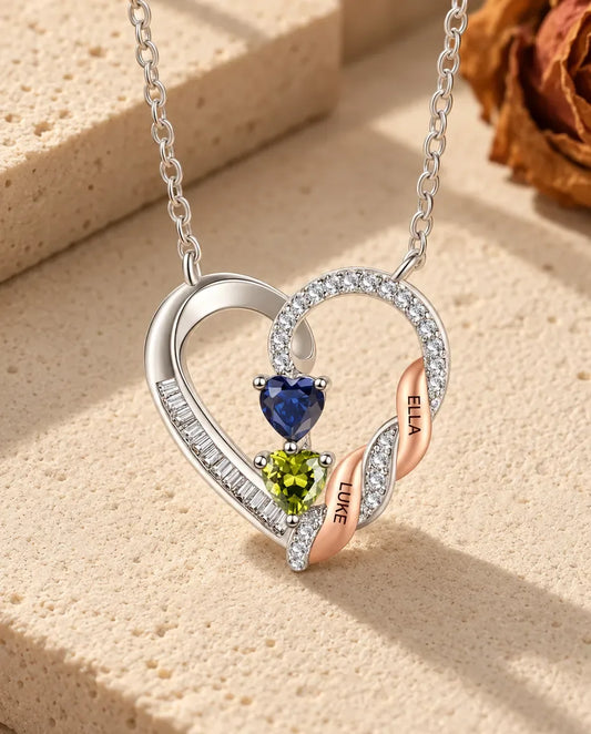 Personalised Birthstone Necklace for Mum - laid flat