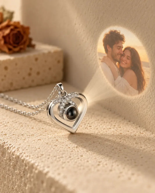 Personalised Photo Projection Necklace - projecting the hidden photo onto a wall