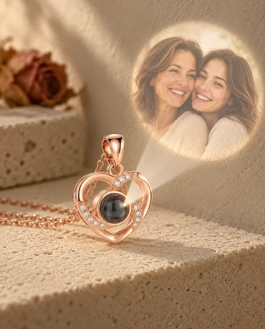 Personalised Photo Projection Necklace - projecting the hidden photo onto a wall