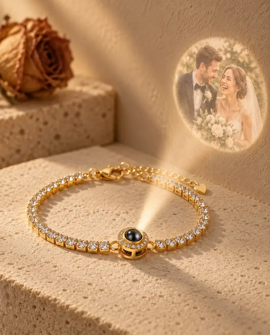 Photo Projection Bracelet for Women - projecting the hidden photo onto a wall