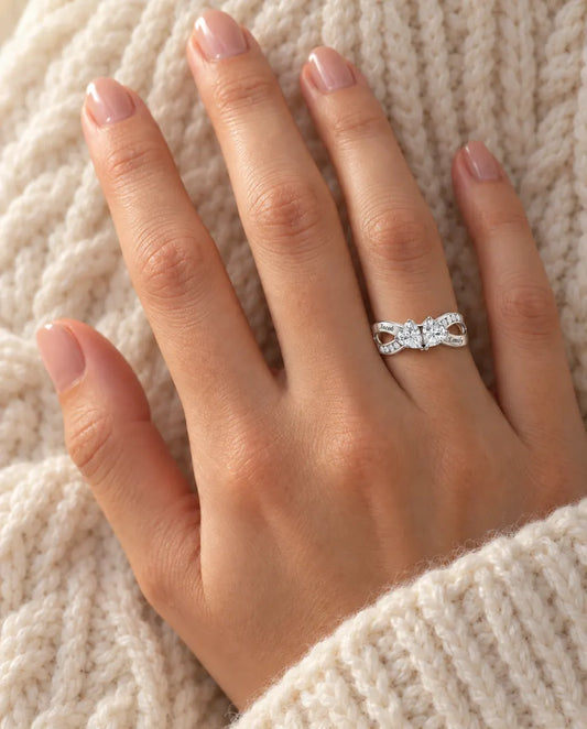 Heart Birthstone Name Ring - worn on the hand